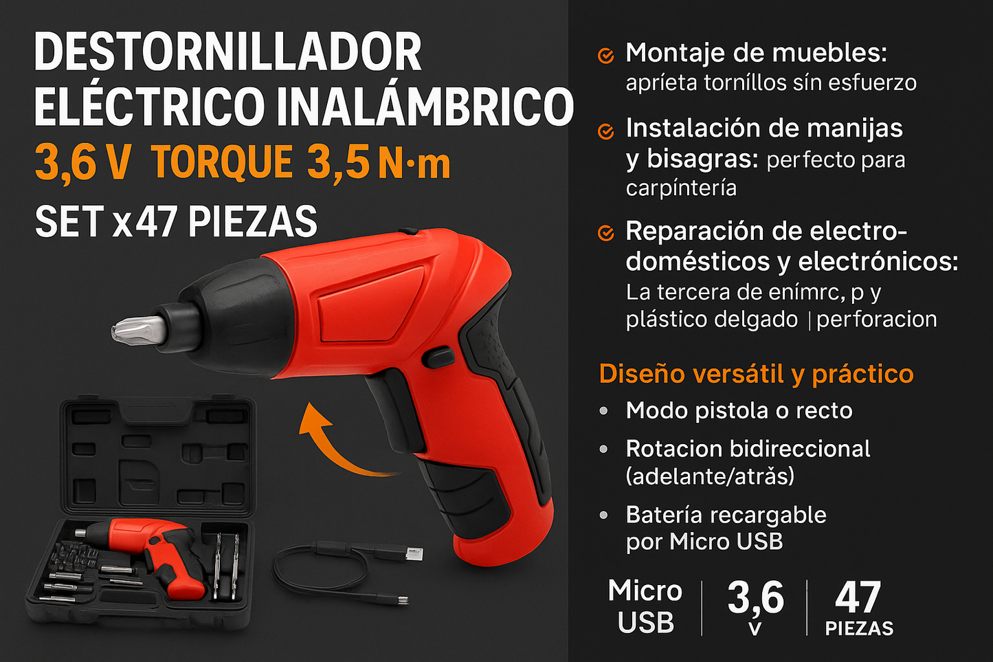 Destornillador Electrico Inalambrico